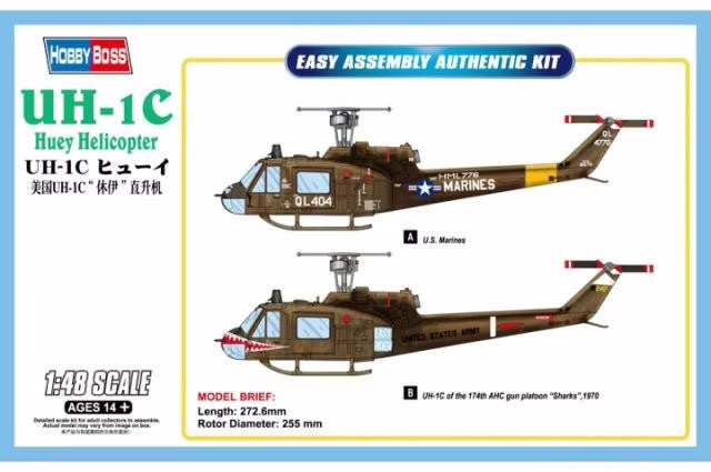 HobbyBoss 1/48 UH-1C Huey Easy Kit 85803